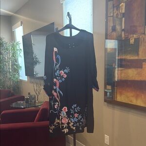 Floral Embroidered Black Dress